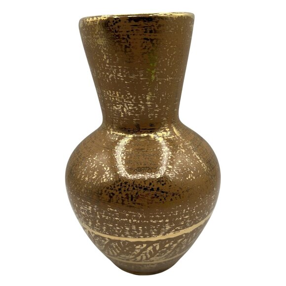 Vintage Stangl 22K Granada Gold Pottery Genie Vase 9.5" Hand Painted Decor USA - Picture 8 of 12